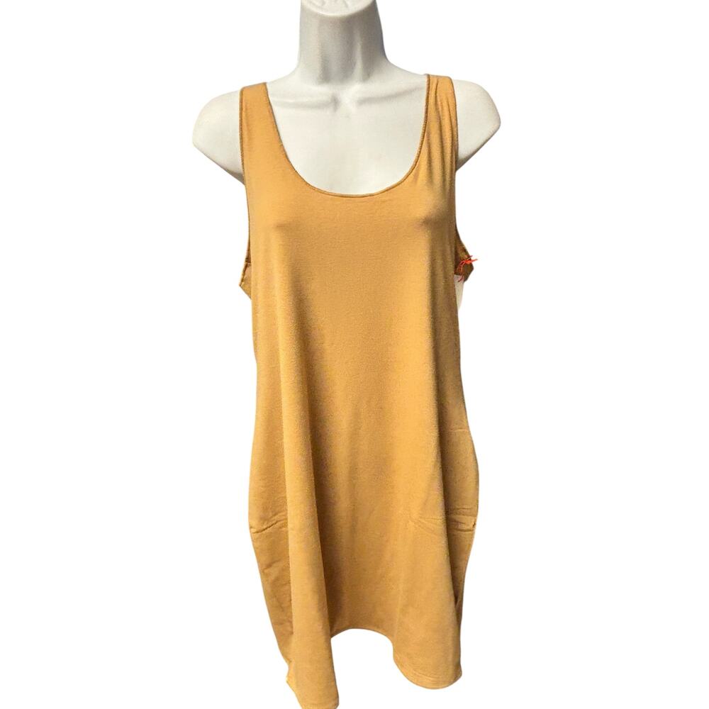 Open Edit Sleeveless Tank Top In Tan Cartouche Size XL Scoop Neck Stretch Casual